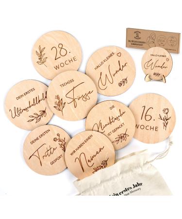 Houism milestone cards pregnancy in German - 30 milestones made of sustainable wood creative gift ideas for pregnant women expectant mothers expectant parents.Announce pregnancy - Buy Online on GoSupps.com