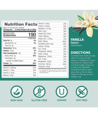 Designer Wellness Whey Protein Meal Replacement Powder - Organic Superfood Gluten-Free Vanilla Bean 1.72 lb - Buy Online on GoSupps.com