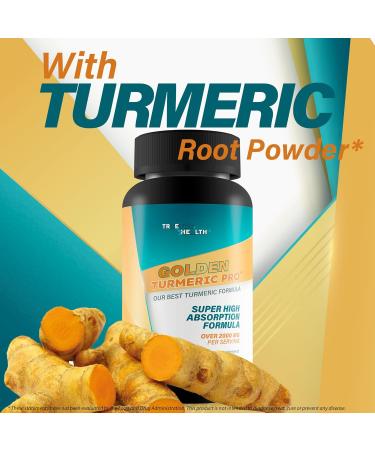 Golden Turmeric Pro - Improved Formula - Our Best High Absorption Turmeric Curcumin Gold Turmeric Capsules - Vitamin D Vitamin C Curcumin Ginger Supplements - Gold Support Supplement - Buy Online on GoSupps.com