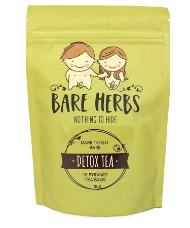 Bare Herbs Detox Tea Herbal Cleanse  Green Tea Oolong Dandelion Ginger Goji Berries Jasmine Lemongrass Mate Garcinia cambogia Lotus (15 Pyramid Tea Bags)