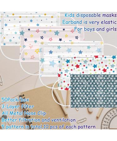 Mystcare Kids Face Mask 50 Pack - Disposable, 3-Layer Breathable Filter, Ages 5-12, Child Cover Multicolore - Buy Online on GoSupps.com