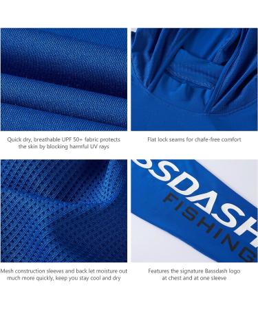 BASSDASH UPF 50+ Men's UV Sun Protection Long Sleeve Fishing Hoodie - Royal Blue/White, Medium - Buy Online on GoSupps.com