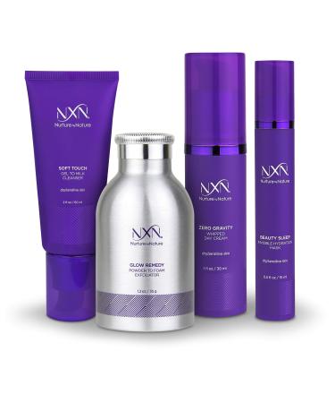 NxN Total Moisture 4-Step Anti-Aging Treatment & Dry Skin Facial System, Skin Care Kit with Moisturizer, Gentle Cleanser, Powder Exfoliator, Evening Face Mask - Hydrate Skin & Reduce Wrinkles