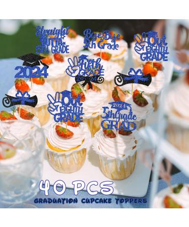 40Pcs 5th Grade Graduation Cupcake Toppers Graduation Cupcake Toppers 2024 Blue Glitter 5th Grade Graduation Party Decorations 2024 Class of 2024 Cupcake Topper for Grade Graduation Party Supplies Bblue - Buy Online on GoSupps.com
