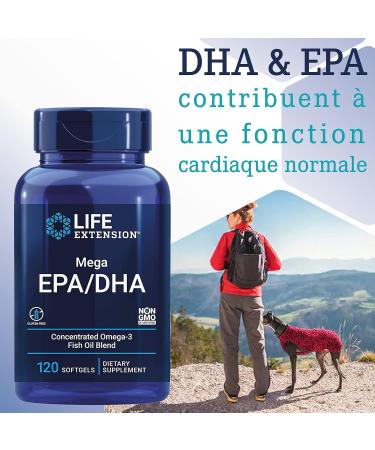 Life Extension Mega EPA/DHA Omega-3 Fish Oil 120 Soft Capsules Gluten Free Soy Free Non-GMO - Buy Online on GoSupps.com