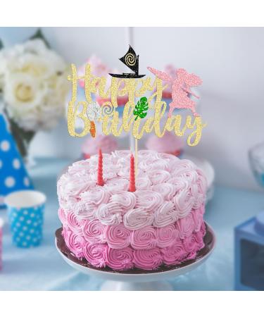 1Pc Moa Inspired Cake Topper Black Glitter Palm Leaf Flower Happy Birthday Cake Pick Decoration for Tropical Hawaiian Luau Theme Baby Shower Kids Birthday Party Cake Decorations Supplies Gold E Type-gold - Buy Online on GoSupps.com