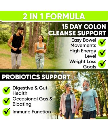 15 Day Colon Cleanse with Probiotics - Advanced Detox for Gut Health Constipation Relief & Digestive Wellness - 60 Caps for Men & Women - Buy Online on GoSupps.com