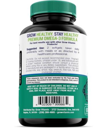 grow vitamin OmegaVita Fish Oil : 800 mg EPA 600 mg DHA Omega 3 Supplement for Heart, Brain & Immune Support, Absorbable Triple Strength Fish Oil Supplement - 2000 mg Per Serving, 30 Day Supply - Buy Online on GoSupps.com