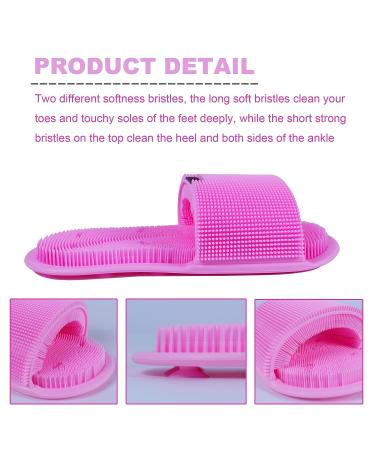 Hizolvio Shower Foot Scrubber - Silicone Bristle Cleaning Brush Slipper for Spa Massager - Exfoliating Dead Skin Remover - Non-Slip Suction Cups - Pink - Buy Online on GoSupps.com