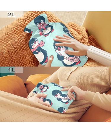Hot Water Bottles with Cute Penguin Cover - 2L Pain Relief for Neck Shoulders Hands & Feet - International Shipping Available - Buy Online on GoSupps.com