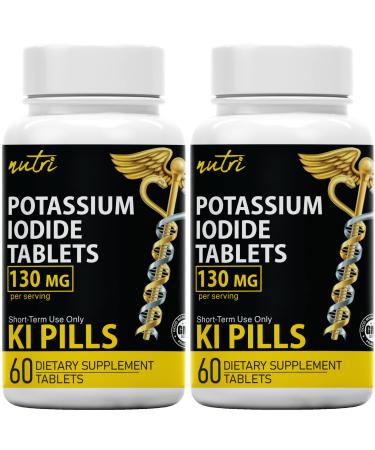 Potassium Iodide Radiation Tablets 130 mg (2 Pack) - (120 Tablets) EXP 10/2032 - Ki Pills Potassium Iodine Tablets for Radiation - Potassium Iodine Pills YODO Naciente, Anti Nuclear Fallout Pills