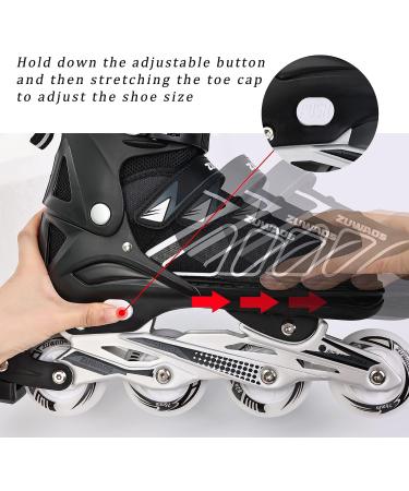 KIKSTYO Adjustable Inline Skates | Full Light Up Wheels | X-Large Size | Black Roller Skates for Kids, Adults, Women, and Boys - Buy Online on GoSupps.com