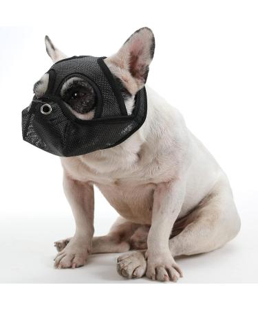 ranzivoo Dog Muzzle Breathable Mesh for Short Snout Dogs Biting Barking Small Black - Buy Online on GoSupps.com