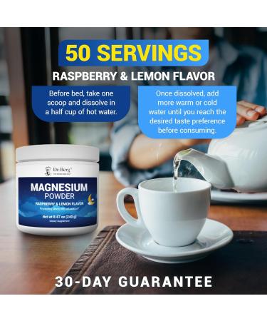 Dr. Berg Magnesium Glycinate Powder for Sleep Relaxation & Stress Relief - Now Includes Vitamin D3 & Zinc - Delicious Raspberry & Lemon Flavor (50 Servings) Magnesium Powder - Magnesium Drink Powder Raspberry Lemon 8.47 O  - Buy Online on GoSupps.com