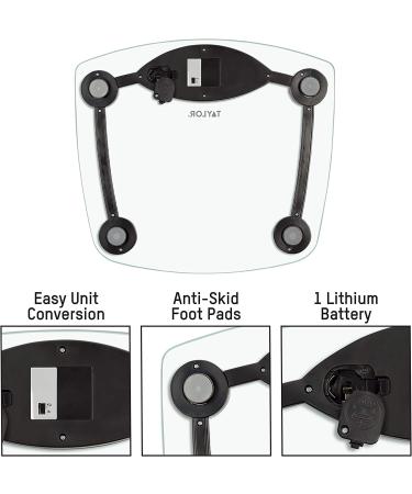 Taylor Precision Digital Bathroom Scale | Highly Accurate 400 lb Weight Capacity | Instant On/Off, Clear Glass & Chrome Finish - Buy Online on GoSupps.com