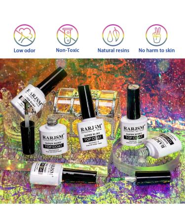 RARJSM Shell Glitter Top Coat Gel Nail Polish Set - 6 Iridescent Colors for Home Salon - Clear Green Purple Red Blue - Glossy Mirror Shine - Soak Off LED UV Curing - Buy Online on GoSupps.com