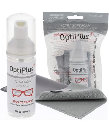 OptiPlus Ultrasoft Foam Lens Cleaner and Dual-Purpose Microfiber Cloth | Streak-Free Glasses Cleaner
