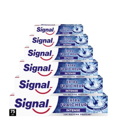 SIGNAL - Extra Intense Freshness Toothpaste - 12 hours of fresh breath - Extra long lasting - 96% natural ingredients (pack of 6x75ml)