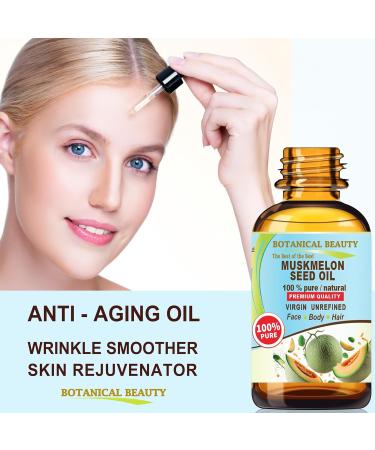 Botanical Beauty Muskmelon Seed Oil - 100% Pure Virgin Cold-Pressed Carrier Oil for Face Skin Hair | Rich in Vitamins E & C - 0.5 Fl oz (15 ml - Buy Online on GoSupps.com