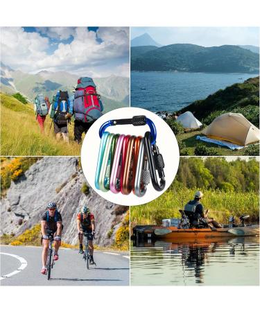 Leiptes 10-Piece Colorful Aluminum Carabiner Set with Screw Cap Perfect for Camping Hiking & Travel Gear - Buy Online on GoSupps.com
