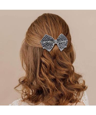 OIIKI 2PCS Rhinestone Hair Bow Clips - Women's Crystal Butterfly Hair Barrettes for Daily Use, Parties, Wedding - White, Black - Buy Online on GoSupps.com