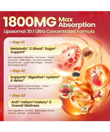 14-in-1 Berberine with Ceylon Cinnamon Supplement Liquid Drops, 1800mg + 30:1 Liposomal Tech with Cayenne Pepper Soursop Chromium Bitter Melon Turmeric Moringa Gymnema Glucomannan, GLP Support 3Bottle - Buy Online on GoSupps.com