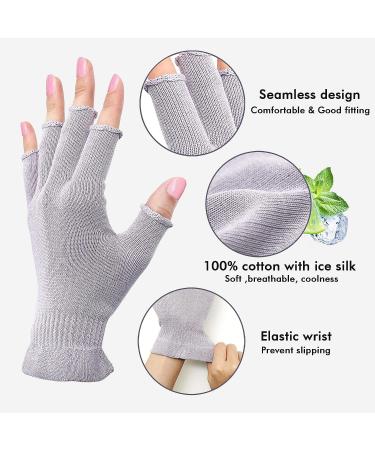 MIG4U 3 Pairs Fingerless Moisturizing Gloves for Eczema Treatment - Pale Purple L/XL - Touchscreen & UV Protection - Buy Online on GoSupps.com
