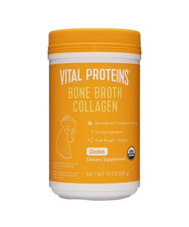 Vital Proteins Organic, Free-Range Chicken Bone Broth Collagen Powder Supplement with Hyaluronic Acid, MSG free - 10oz 10 Ounce (Pack of 1)