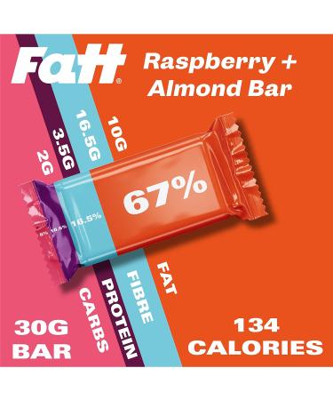 Fatt Keto Nut Bars - Raspberry & Almond 4 Pack | Low-Carb Gluten Free Clean Keto Snack Bars | High-Fibre Super Fats | Vegan & Sweetener-Free - Buy Online on GoSupps.com
