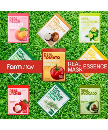 FARMSTAY Real Essence Mask - TOMATO | 10 Sheets | Korean Skin Care | International Shipping - Buy Online on GoSupps.com