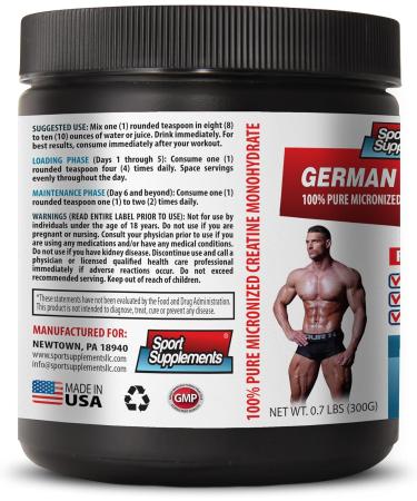 Muscle Pump Testosterone Booster - German CREATINE - 100% Pure MICRONIZED CREATINE MONOHYDRATE - Creatine for Bodybuilding - 1 Can 300 Grams (60 Servings) - Buy Online on GoSupps.com