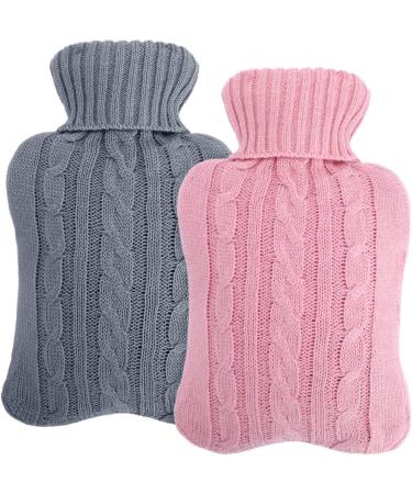 Heat bottle with a soft cover 2L leak -proof bed bottle hot water bottle with reference for cozy nights cold protection for adults & children evening winter heating gifts - blue & gray (red)