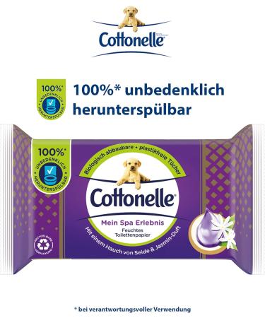 Cottonelle Moist Toilet Paper - My Spa Experience Silk & Jasmine Biodegradable & Plastic-Free Wet Wipes | 12x42 Advantage Pack - Buy Online on GoSupps.com