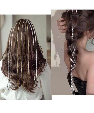 Sparkle Hair Chains - Rhinestone Clips for Braiding - Silver & Gold Extensions - 4 Count - Buy Online on GoSupps.com