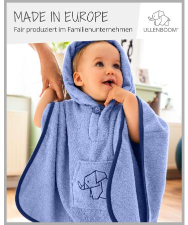 ULLENBOOM Bateponcho Babil | 100% Cotton Terry Bath Towel & Robe for Kids (1-3 Years) - Oeko-Tex Certified EU Made Blue - Buy Online on GoSupps.com