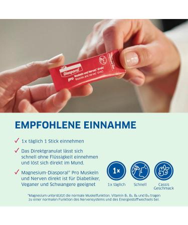 Magnesium-Diasporal Pro Muscles & Nerves - 30 High Dose Sticks with Vitamin B Complex for Optimal Performance - Buy Online on GoSupps.com