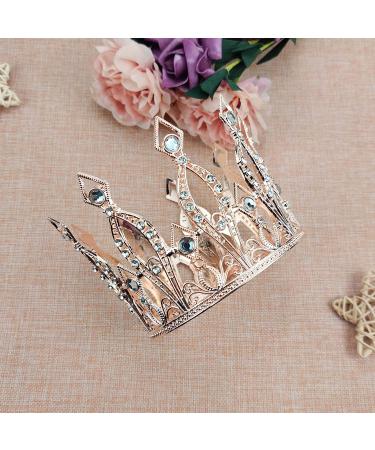 Rhinestone Crystal Crown Cake Topper - Handmade Tiara for Baby Shower, Birthday, Wedding - Rose Gold - Buy Online on GoSupps.com