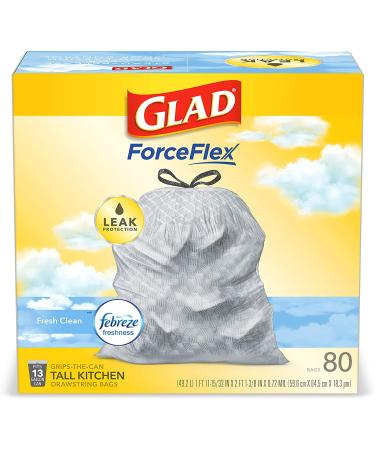 Glad ForceFlex 13 Gallon Trash Bags with Febreze Freshness - 80 Count - Buy Online on GoSupps.com