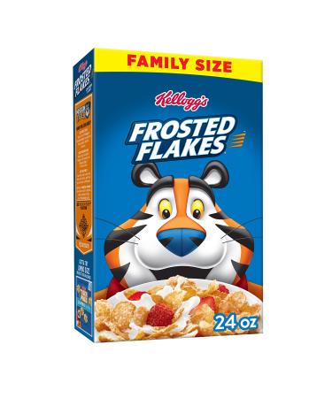Kellogg's Frosted Flakes Cold Breakfast Cereal, 8 Vitamins And Minerals, Kids Snacks, Family Size, Original, 24oz Box (1 Box) Original 1.5 Pound (Pack of 1)
