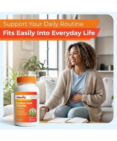 TIME-Cap Labs 400 Count Psyllium Husk Fiber Capsules - Gluten-Free Soluble Fiber Supplement for Adults Digestive Regularity Support Gentle Daily Fiber Support Routine Use for Men & Women - Buy Online on GoSupps.com