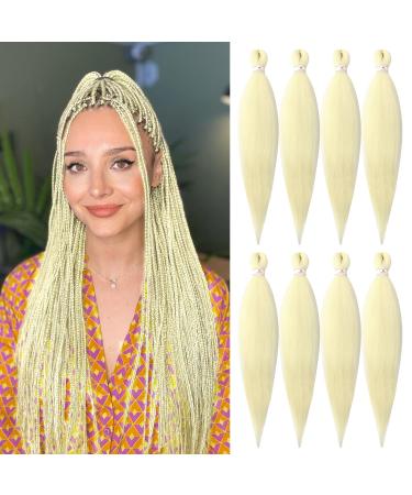 Beyond Beauty 8 Packs Black Pre Stretched Braiding Hair Synthetic Yaki EZ Braiding Coi Leray Braids Knotless Braiding Hair Extensions Pre Stretched Hot Water Setting Crochet Braids 26Inch(613) 8Packs-26Inch #613