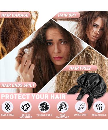 Black Mulberry Silk Hair Bonnet for Frizzy Curls - 100% Silk Sleep Cap - Gift for Women - Buy Online on GoSupps.com