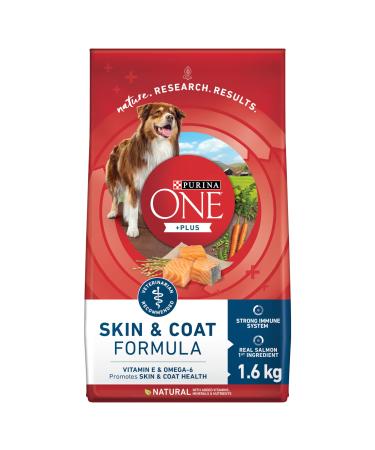 Purina ONE +Plus Dry Dog Food Skin & Coat with Salmon - 1.6 kg Bag 1.6 kg (Pack of 1)