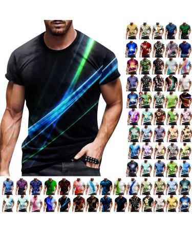 Dgoopd Mens T Shirt Short Sleeve 3D Shirt Athletic Works Crewneck T Shirt Fashion Workout Muscle Tee Casual Summer Tops 2023 Black Novelty T Shirts for Men XX-Large