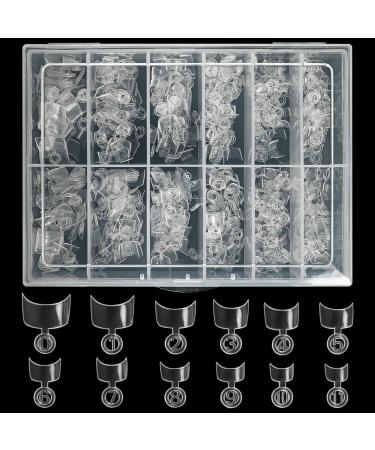 Buqikma 600Pcs Short French Nail Tips Short Acrylic Flake Nails Tips Clear Nail Extension Tools Set for Nail Salon Home DIY Nail(Clear)