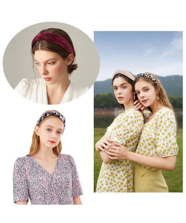 Deviegath 12 Pack Knotted Headbands for Women - Leopard Print & Solid Color Fashion Turban Hair Hoops - Buy Online on GoSupps.com