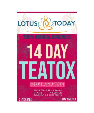 lotustoday Tea ox 14 Days - Detox Tea with Green Tea Cinnamon & Ginger - 21 Tea Bags (63 Tea Bags)