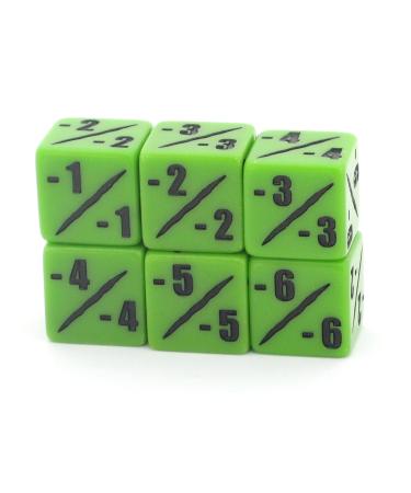 Hedral MTG -1/-1 Counter Dice Set - D6 - Pack of 6 - Bright Venom Green Magic: The Gathering TCG CCG - Negative Counters - Minus One - 6d6