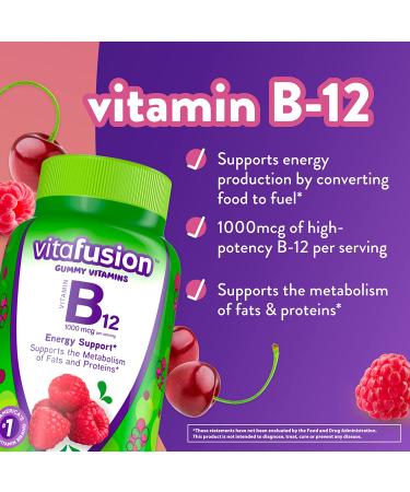 VitaFusion B12 Gummies - Natural Raspberry Flavor, 1000 mcg, 140 Count - Buy Online on GoSupps.com