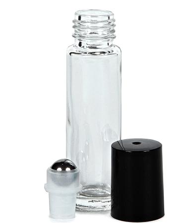Vivaplex 24 Clear 10ml Glass Roll-on Bottles with Stainless Steel Roller Balls + 3 Droppers - Buy Online on GoSupps.com